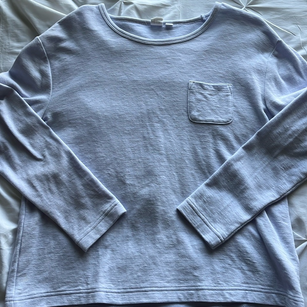 gap waffle knit long sleeve top, medium, light purple
